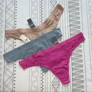 Aerie Set of 3 Thongs NWT